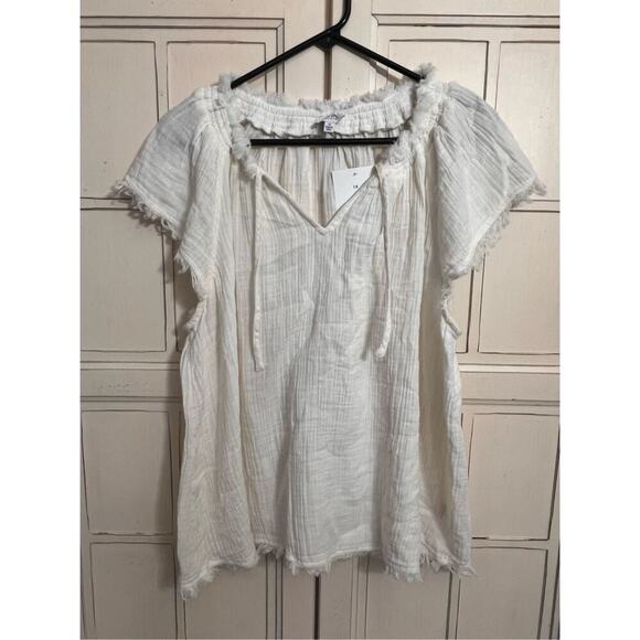 NWT True Craft white cotton blouse top size 1X - Picture 1 of 3